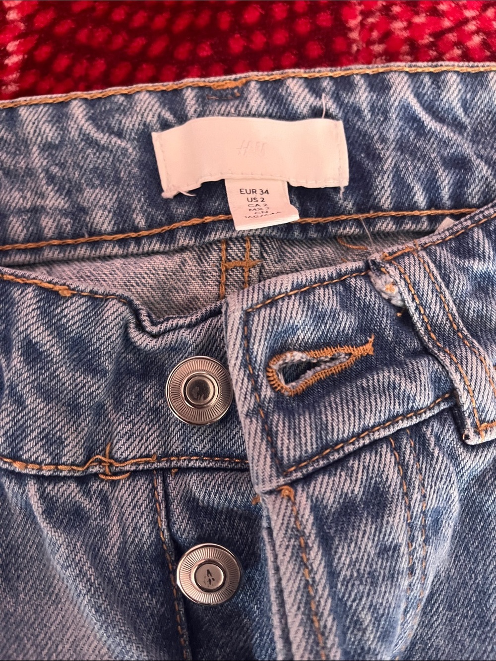H&M Blue Button-Fly Denim Jeans